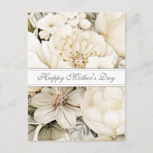 Carte Postale Joyeuse fête des Mères Ivory crème Floral script