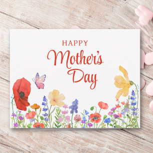Carte Postale Joyeuse Fête des Mères Jardin Coloré de Fleurs Sau