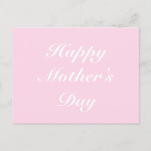 Carte Postale Joyeuse fête des Mères rose clair blanc écriture é