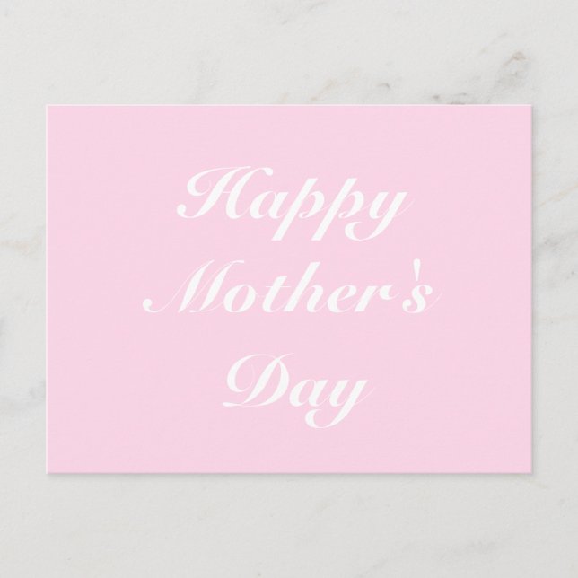 Carte Postale Joyeuse fête des Mères rose clair blanc écriture é (Devant)