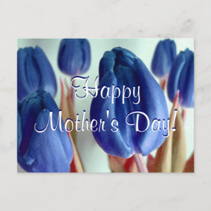 Carte Postale Joyeuse Fête des Mères Tulipes Bleues