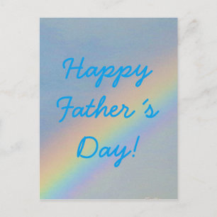 Carte Postale Joyeuse fête des pères colorée arc-en-ciel bleu ci