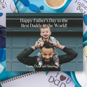 Carte Postale Joyeuse Fête des Pères Meilleur Papa Photo de vœux
