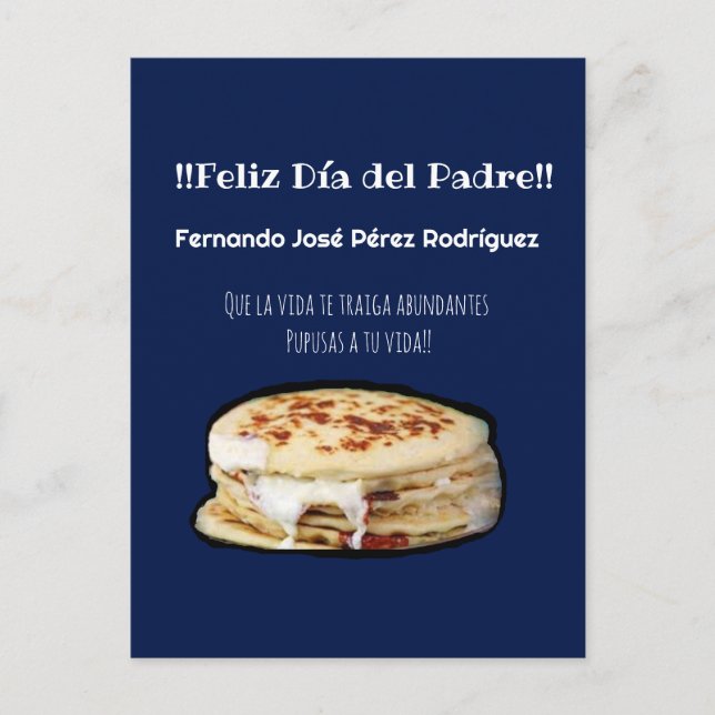 Carte Postale Joyeuse Fête des Pères pour le Gourmand de Pupusas (Devant)