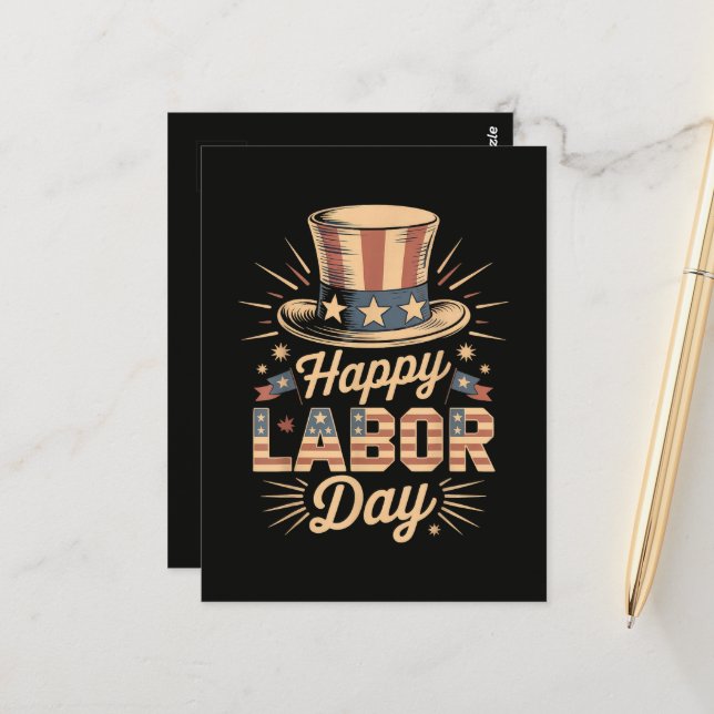 Carte Postale Joyeuse fête du Travail patriotique  (Devant/Arrière en situation)