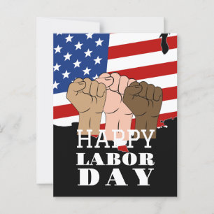 Carte Postale Joyeuse Fête du Travail patriotique USA Rouge Blan
