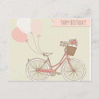 Carte Postale Joyeuse fille cycliste anniversaire