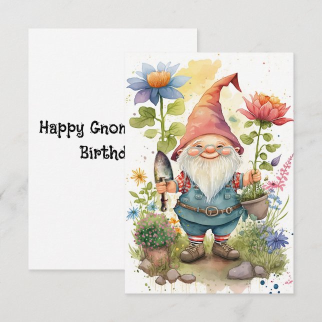 Carte postale Joyeuse Gnome-tastic Anniversaire :  (Devant / Derrière)