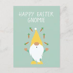 Carte Postale Joyeuse Gnomie de Pâques Jonglant des carottes