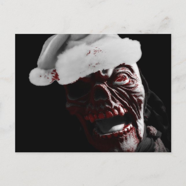 Carte Postale Joyeuse Gory Halloween Zombie Père Noël (Devant)