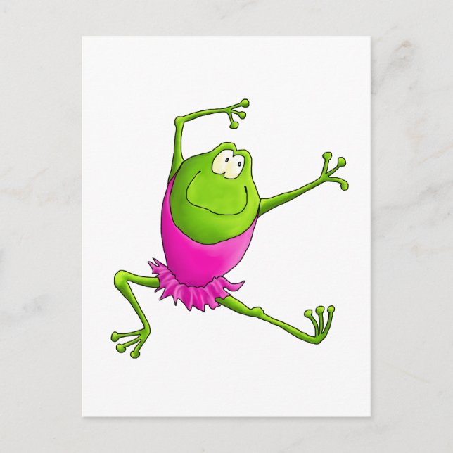 Carte Postale Joyeuse grenouille à Ballet bondissante (Devant)
