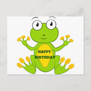 Carte Postale Joyeuse grenouille verte d'anniversaire