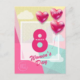 Carte Postale Joyeuse journée de la femme ! 8 mars Fête internat