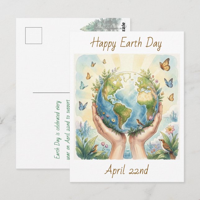 Carte Postale Joyeuse Journée de la Terre 22 avril   (Devant / Derrière)