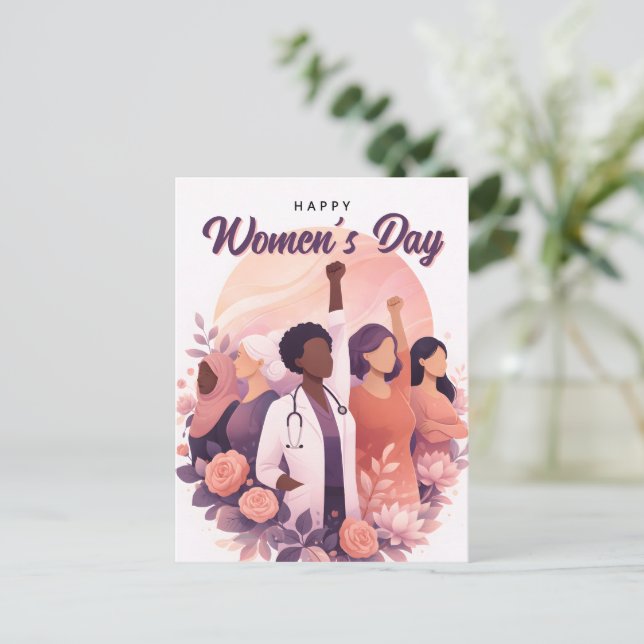 Carte Postale Joyeuse Journée internationale des femmes le 8 mar (Debout devant)