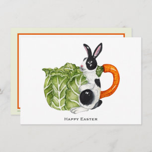 Carte postale Joyeuse Pâques Lapin Carotte Teapot