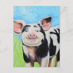 Carte Postale Joyeuse peinture de petit cochon