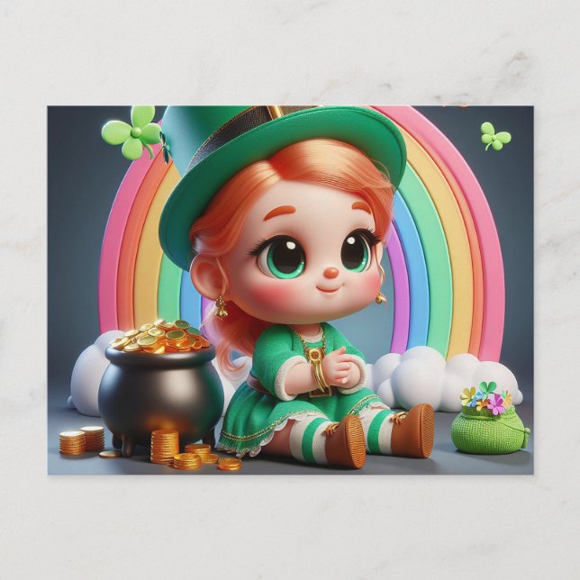 Carte Postale Joyeuse petite fille de St. Patricks (Devant)