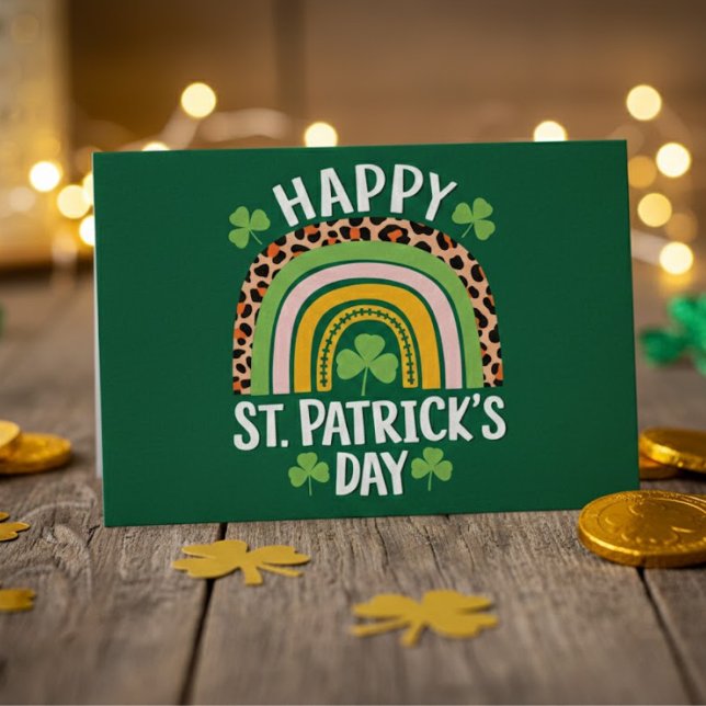 Carte Postale Joyeuse Saint-Patrick Arc-en-ciel avec Trèfles (Créateur téléchargé)