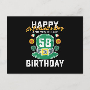 Carte Postale Joyeuse Saint-Patrick et oui c'est mon 58e anniver