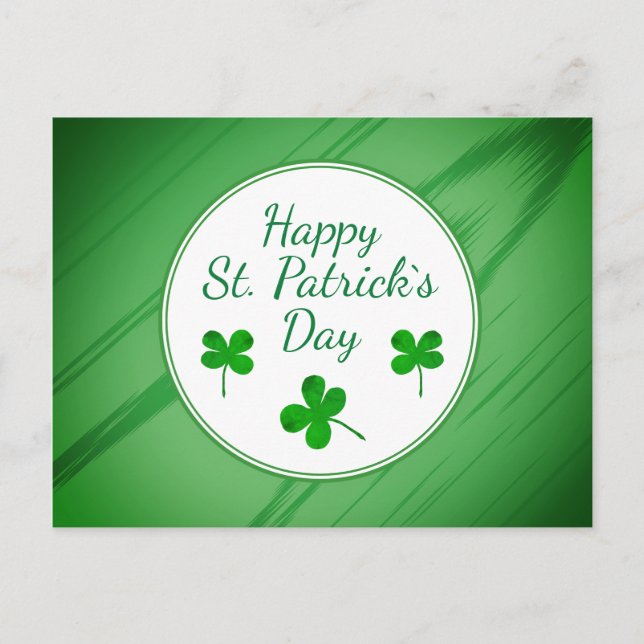 Carte Postale Joyeuse Saint-Patrick Irish Shamrock Vert (Devant)