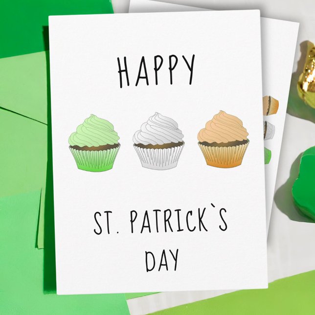 Carte Postale Joyeuse Saint-Patrick Irlande Muffins de couleur (Créateur téléchargé)