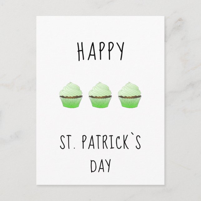 Carte Postale Joyeuse Saint-Patrick Irlande Muffins Verts (Devant)