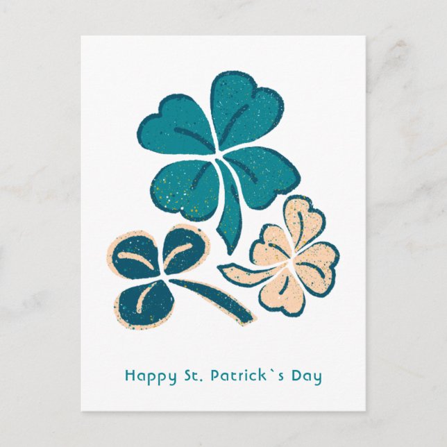 Carte Postale Joyeuse Saint Patrick`s day Clover Shamrock Dessin (Devant)
