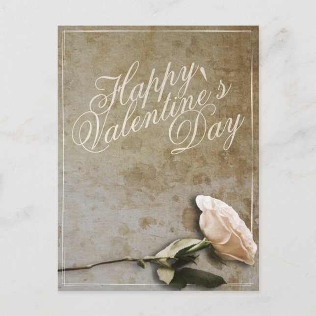 Carte Postale Joyeuse Saint-Valentin avec Rose (Devant)