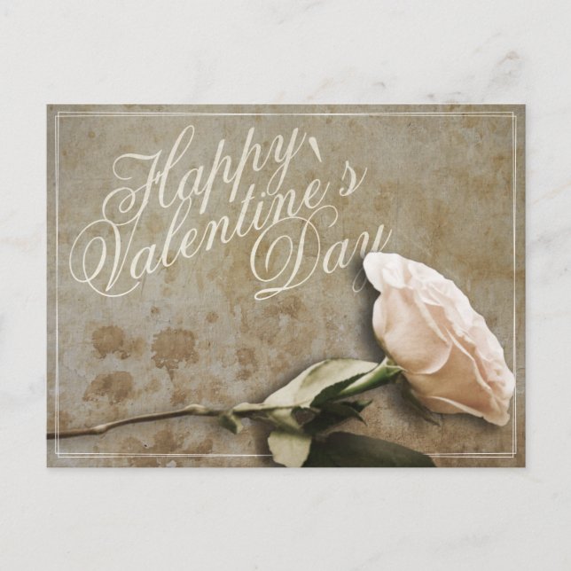 Carte Postale Joyeuse Saint-Valentin avec Rose (Devant)