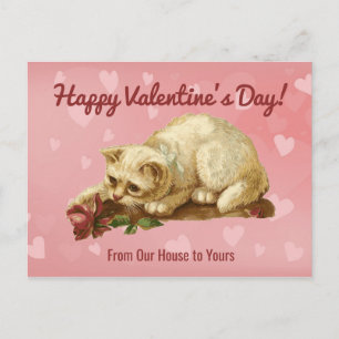 Carte Postale Joyeuse Saint-Valentin Chat Vintage