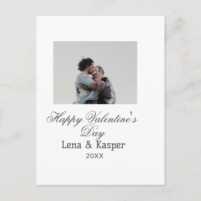 Carte Postale Joyeuse Saint-Valentin couple photo moderne simple (Devant)