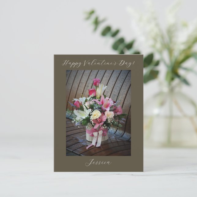 Carte Postale Joyeuse Saint-Valentin Photo de script moderne (Debout devant)