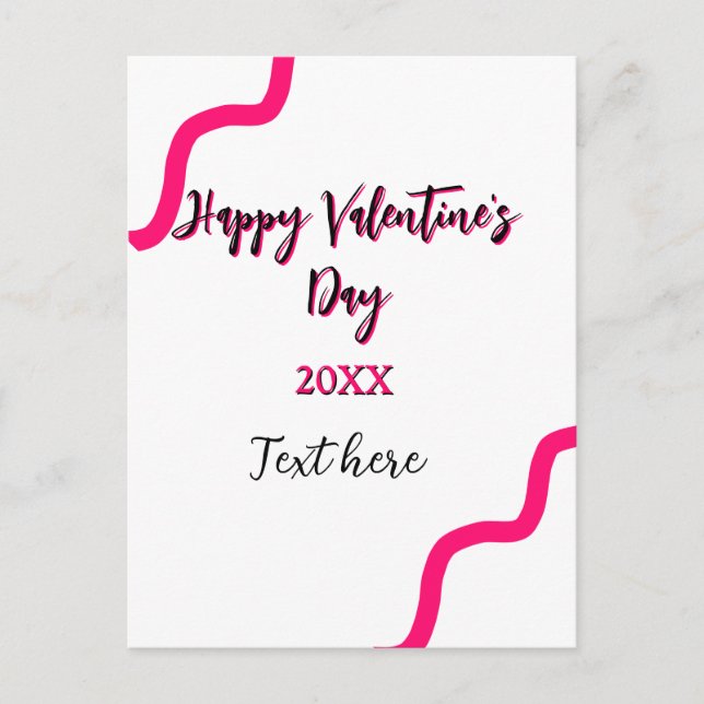 Carte Postale Joyeuse Saint-Valentin rose noir spirale lettre gr (Devant)