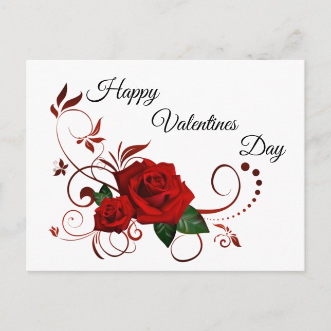 Carte Postale Joyeuse Saint-Valentin Roses Rouges (Devant)