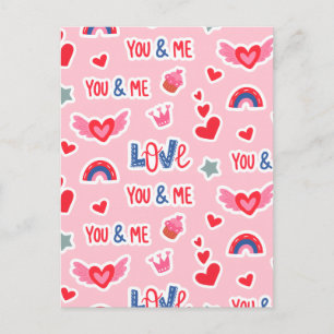 Carte Postale Joyeuse Saint-Valentin Rouge Art Amour Romantique