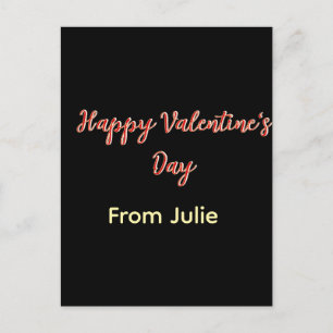 Carte Postale Joyeuse Saint-Valentin rouge noir de nom stylé