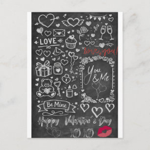 Carte Postale Joyeuse Saint-Valentin - Tableau noir d'amour