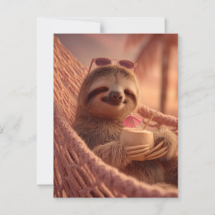 Carte Postale Joyeuse Sloth Relaxant dans un hamac
