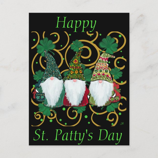 Carte Postale Joyeuse St. Patrick GNOMES (Devant)