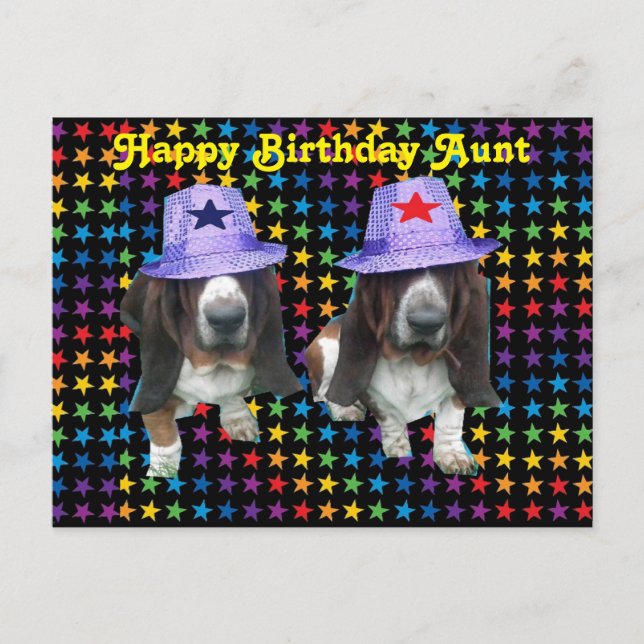 Carte postale Joyeuse Tante Anniversaire Basset (Devant)