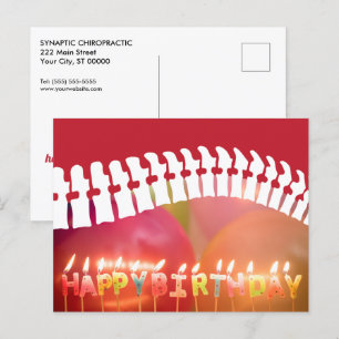Carte Postale Joyeuses bougies d'anniversaire et Chiropratique d