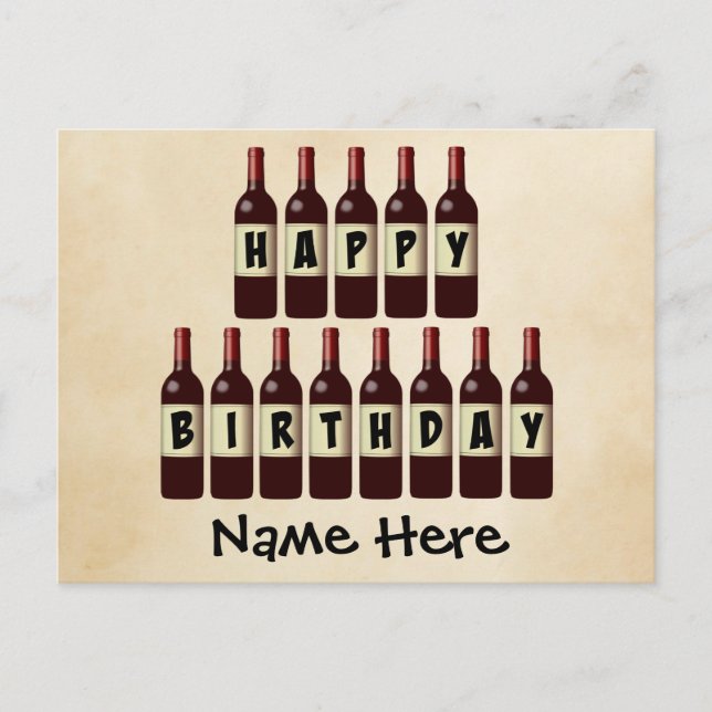 Carte Postale Joyeuses bouteilles de vin d'anniversaire Customis (Devant)