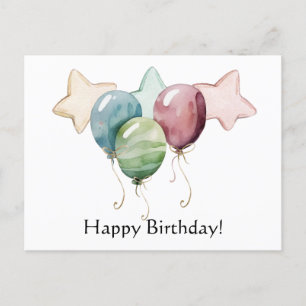 Carte Postale Joyeuses étoiles et ballons d'anniversaire