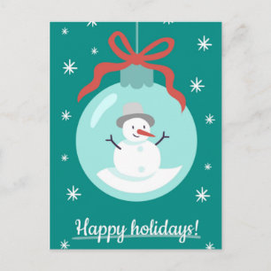 Carte Postale Joyeuses Fêtes Bonhomme de Neige