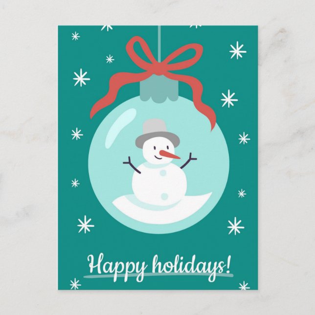 Carte Postale Joyeuses Fêtes Bonhomme de Neige (Devant)