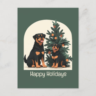 Carte Postale Joyeuses fêtes Chiens Rottweiler