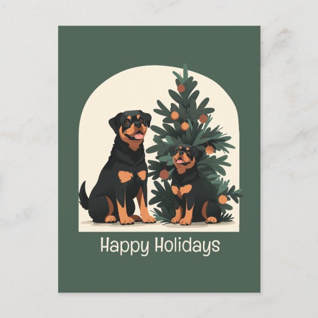 Carte Postale Joyeuses fêtes Chiens Rottweiler (Devant)