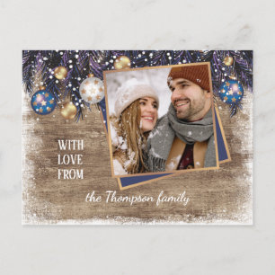 Carte Postale Joyeuses Fêtes classique de l'amour Motif de bois