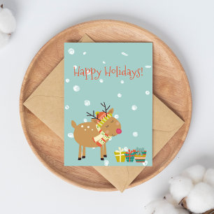 Carte Postale Joyeuses fêtes ! Cute Reindeer - Noël